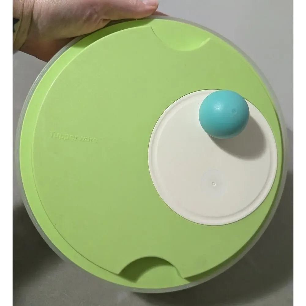 Tupperware Spin N Save Salad Spinner 4.5L Lime Green Teal Knob 3 Piece Set